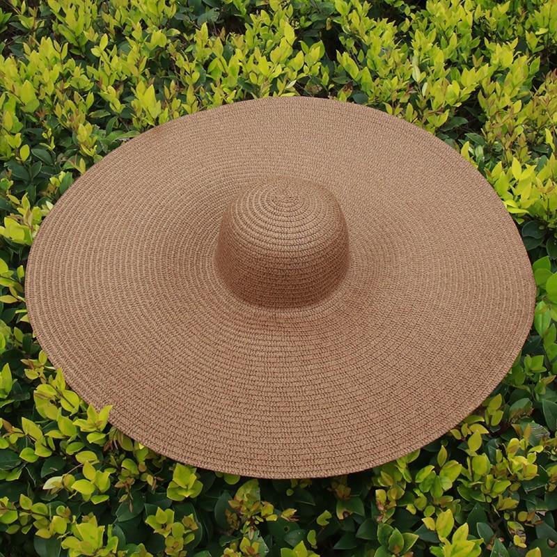 Sombrero de paja grande con protección UV Sombrero de sombrilla plegable - MXbueno