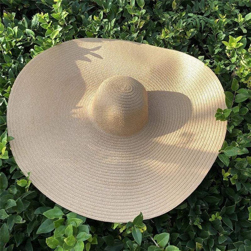 Sombrero de paja grande con protección UV Sombrero de sombrilla plegable - MXbueno