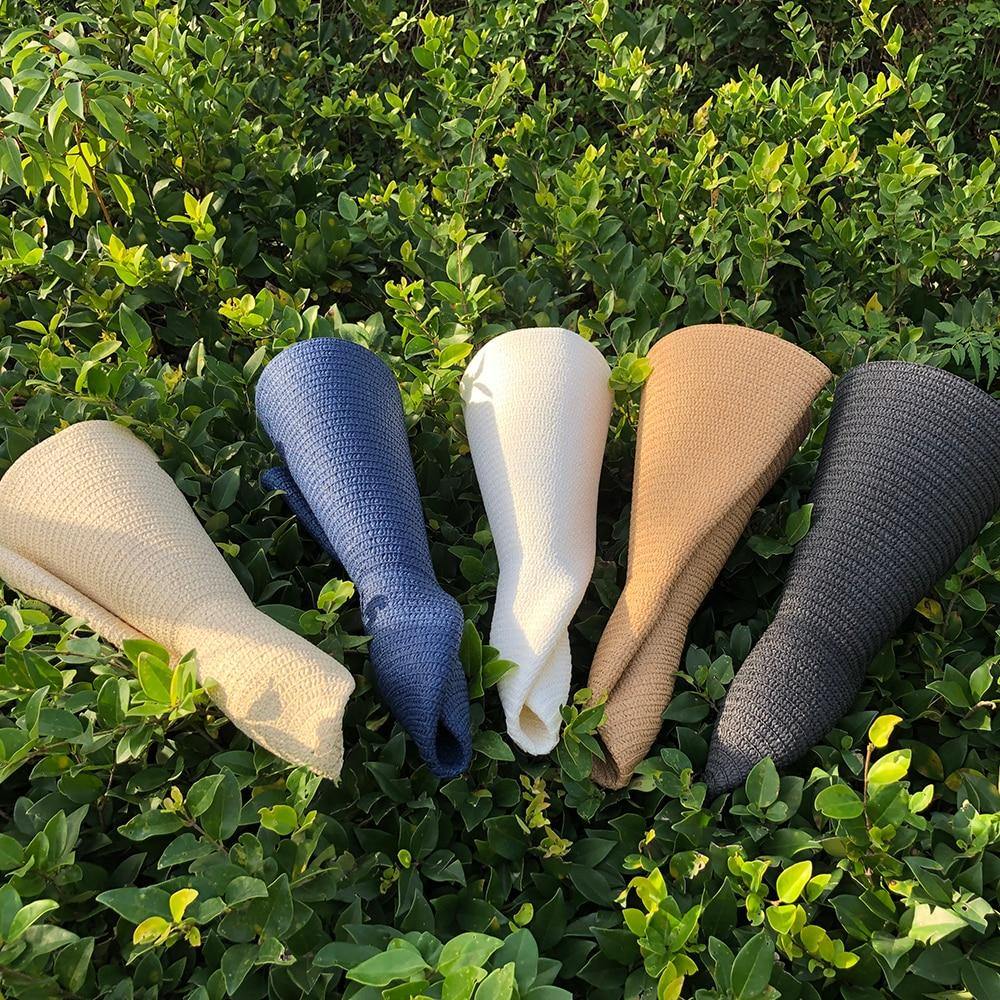 Sombrero de paja grande con protección UV Sombrero de sombrilla plegable - MXbueno