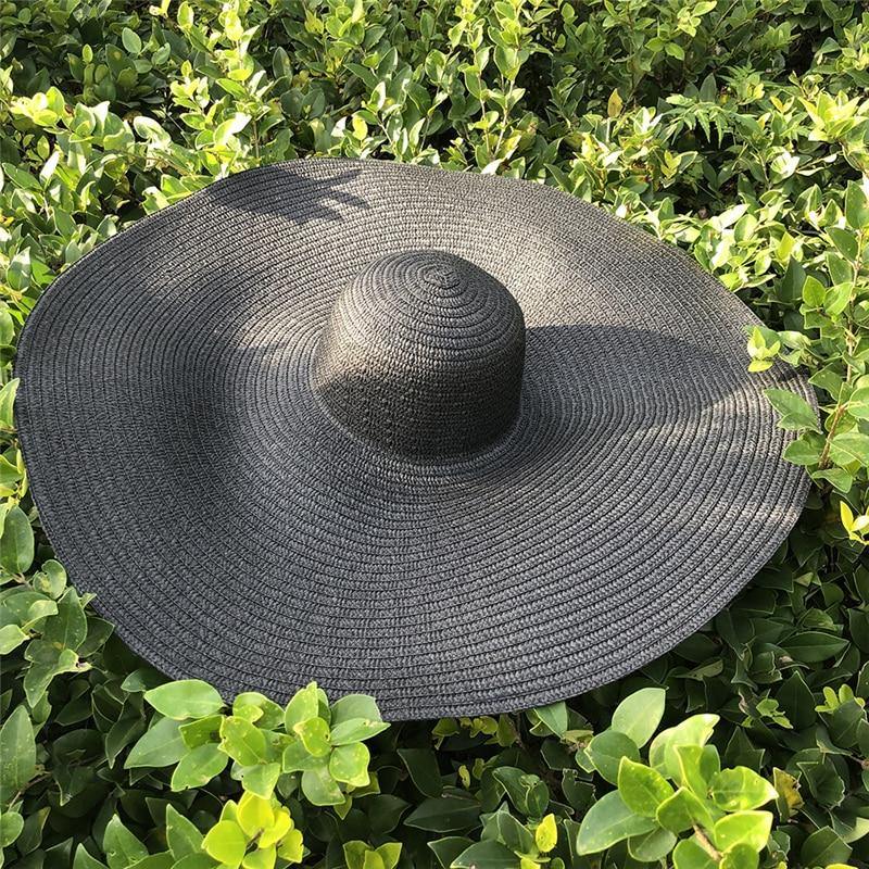 Sombrero de paja grande con protección UV Sombrero de sombrilla plegable - MXbueno