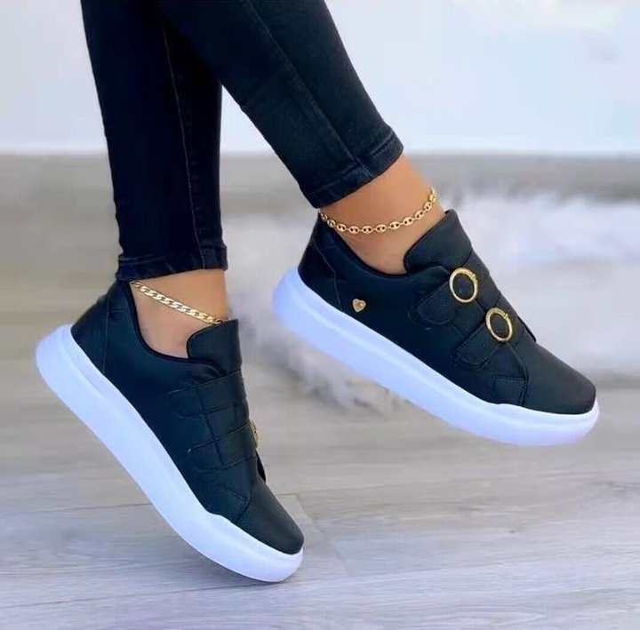 Zapatillas Deportivas Con Hebilla De Punta Redonda Súper Cómodas Para Mujer 2021