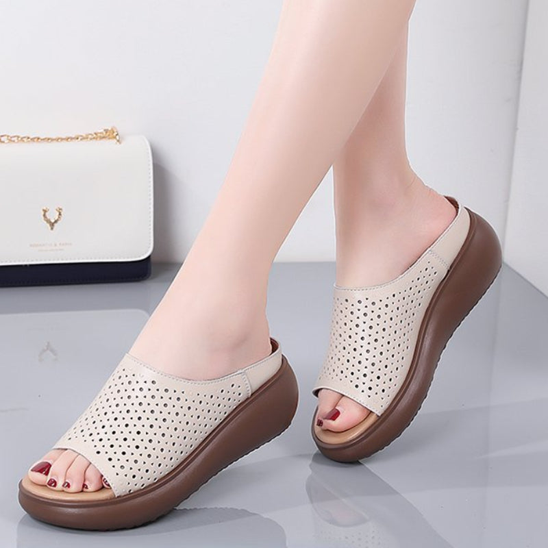 [W-Zapato] Babucha Media Plataforma Hueca Retro