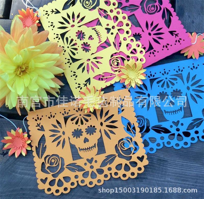 Guirnaldas de manta de fieltro con color multi para dias de los muertos - MXbueno