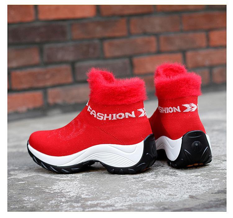 Tamaño grande Mujer Zapatos cómodos de plataforma con forro de piel de malla Casual Botas - MXbueno