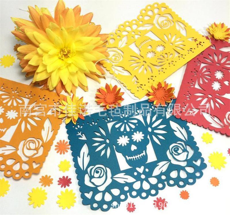 Guirnaldas de manta de fieltro con color multi para dias de los muertos - MXbueno