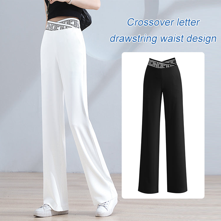 Pantalones De Pierna Ancha De Seda De Hielo De Cintura Delgada