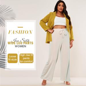 Hielo seda pantalones de pierna ancha mujeres