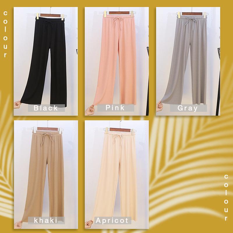 Hielo seda pantalones de pierna ancha mujeres