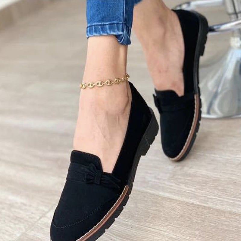 De Mujer Bowknot Planos Cuero Tacón Bajo Mocasines Planos