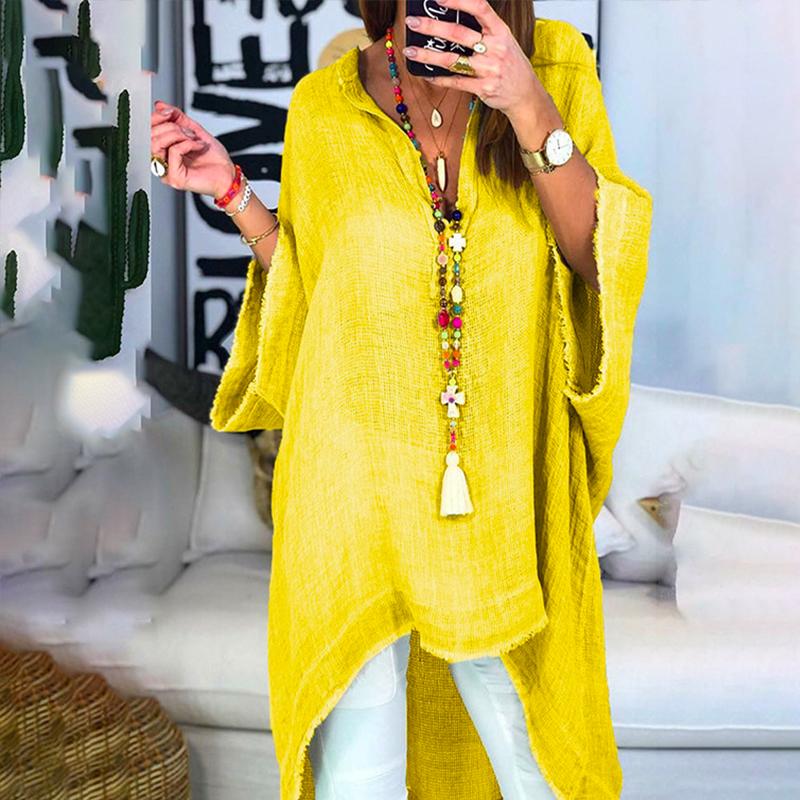 Camisa De Color Liso De Estilo Casual Con Cuello En V