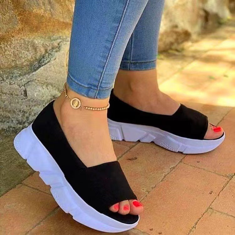 [W-Zapato] Zapatos De Plataforma De Sandalias De Boca De Pescado De Primavera