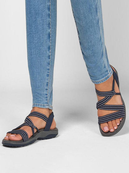 Sandalias de playa al aire libre con patrón de rayas de banda elástica
