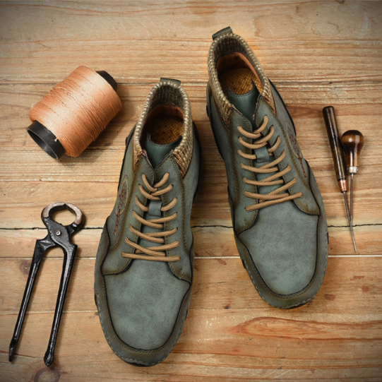 Botines De Cuero Con Cordones Antideslizantes Suaves Hechos A Mano Para Hombres - MXbueno