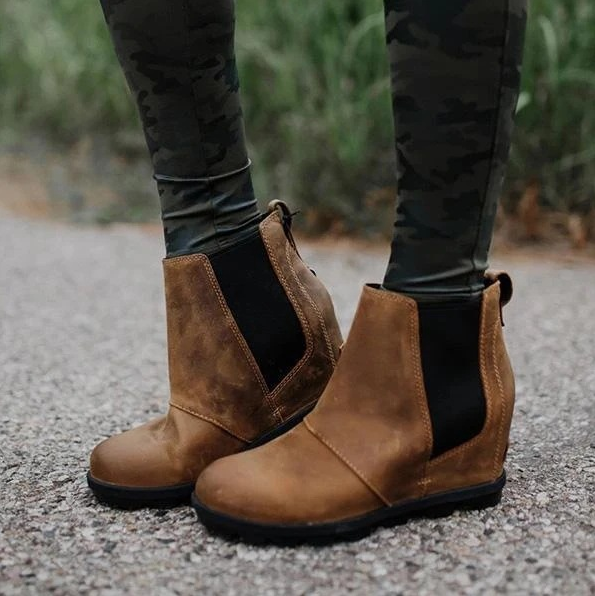 El Resbalón De Las Mujeres Del Invierno Sobre El Wedge Boots - MXbueno