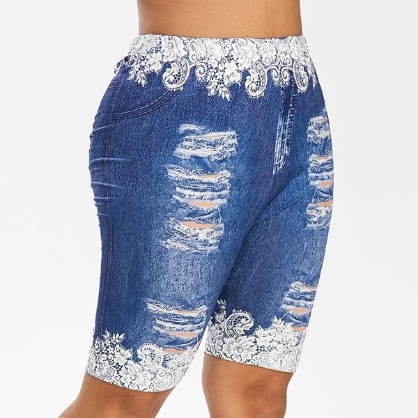 Leggings de mezclilla estampados de talla grande