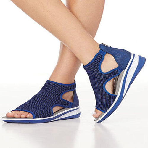 Sandalias De Cuña Con Aberturas Deportivas Informales Para Mujer