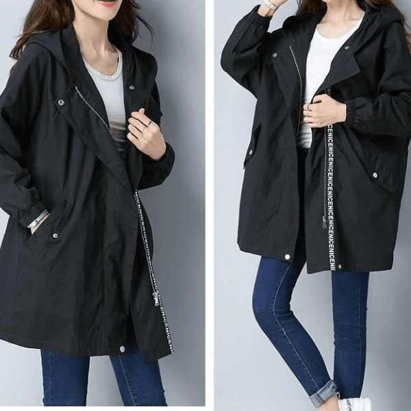 Cortavientos Informal Con Capucha Para Mujer