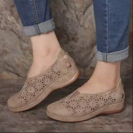 Zapatos de mujer elásticos y cómodos de piel sintética