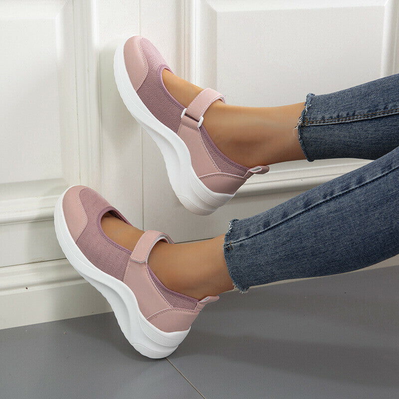 Sandalias Sencillas Con Velcro Y Plataforma Cómodas De Color Liso Para Mujer