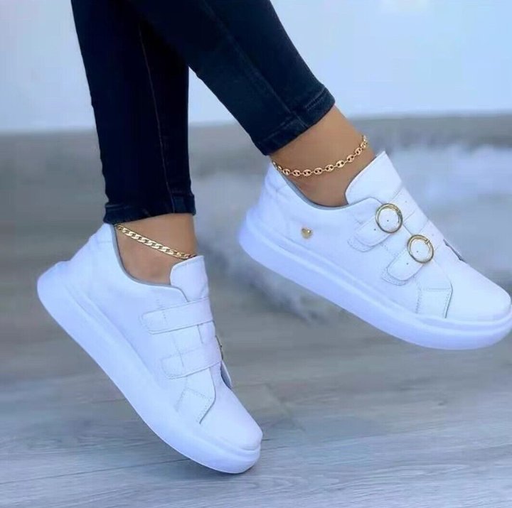 Zapatillas Deportivas Con Hebilla De Punta Redonda Súper Cómodas Para Mujer 2021