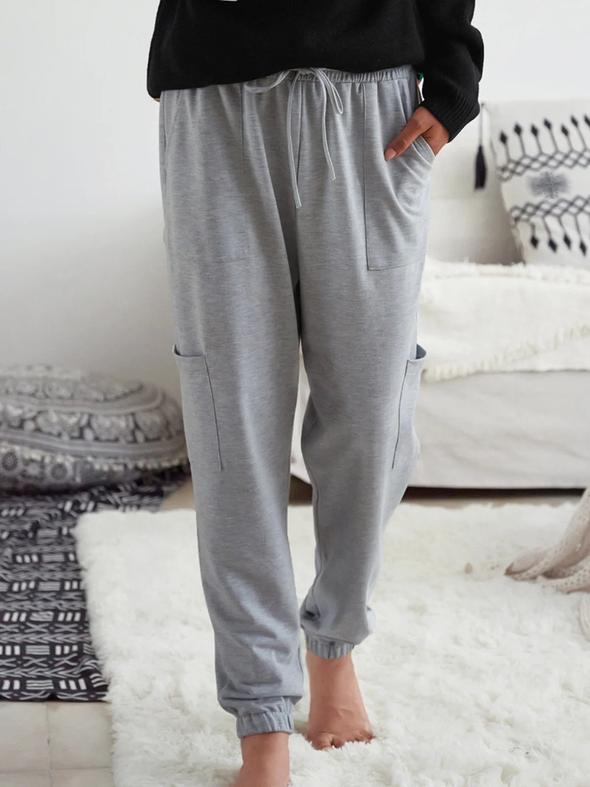 Pantalón Casual Holgado Con Múltiples Bolsillos Para Mujer