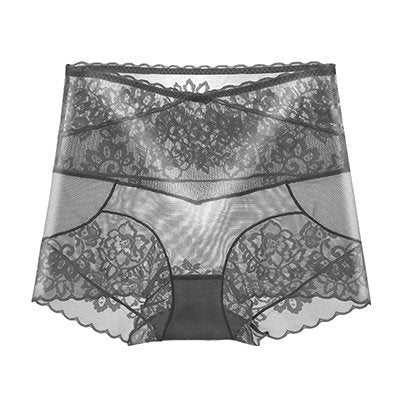 [W-Ropa Interior] Bragas De Encaje De Color Sólido Ultra Delgadas De Cintura Alta Para Mujer