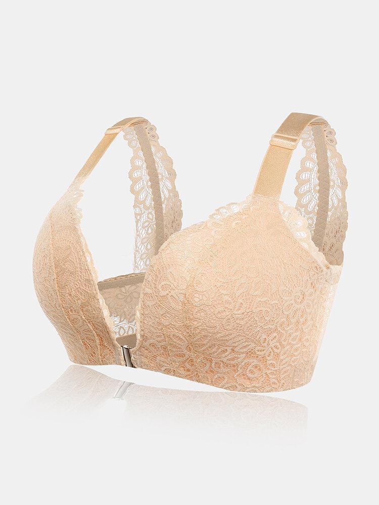 Sujetador De Encaje Con Botones Delanteros Sexy Para Mujer