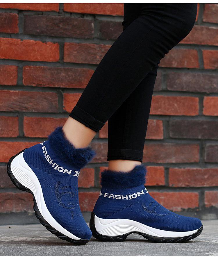 Tamaño grande Mujer Zapatos cómodos de plataforma con forro de piel de malla Casual Botas - MXbueno