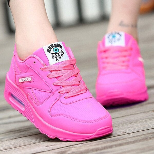 Zapatillas De Deporte Planas De Cojín De Malla Transpirable Informal