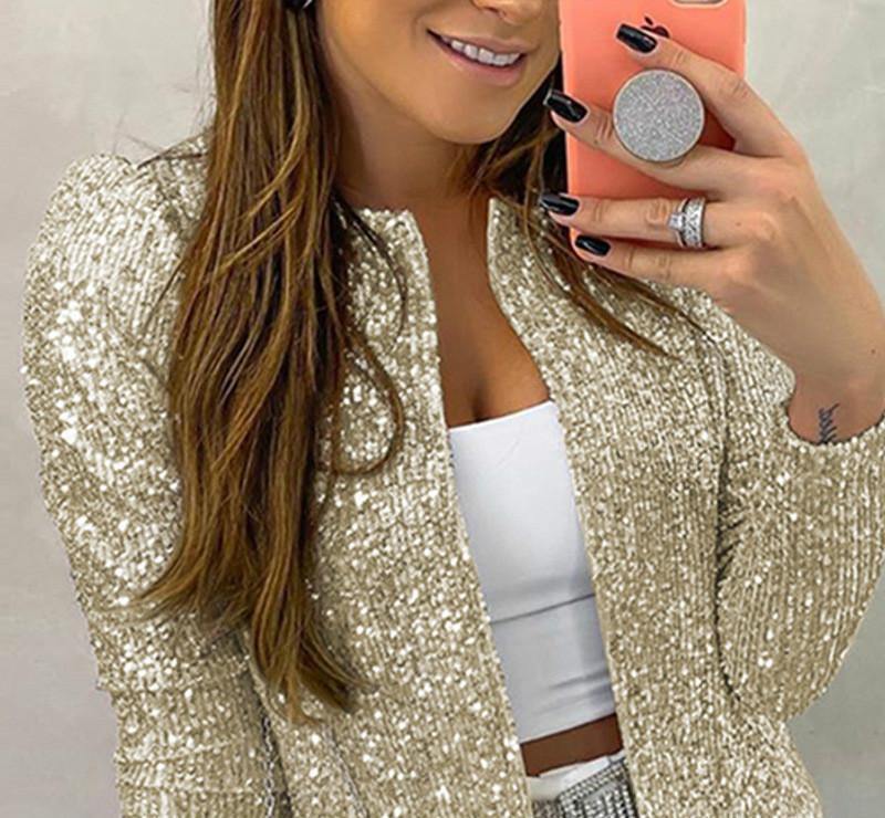 2020 abrigo de lentejuelas para mujer - MXbueno