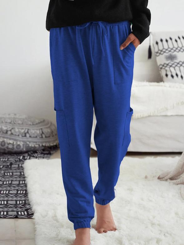 Pantalón Casual Holgado Con Múltiples Bolsillos Para Mujer