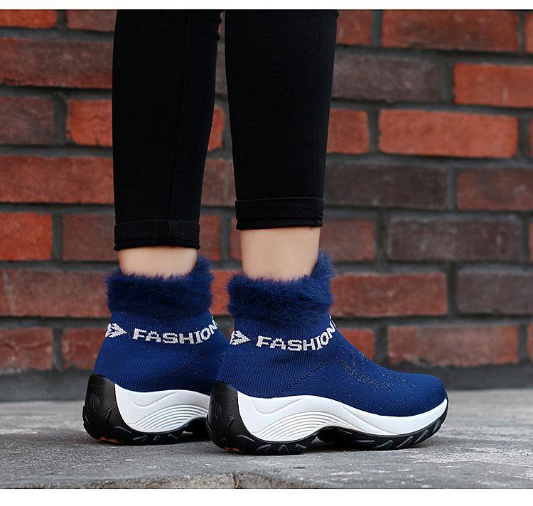 Tamaño grande Mujer Zapatos cómodos de plataforma con forro de piel de malla Casual Botas - MXbueno