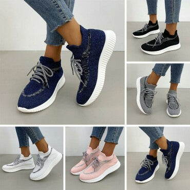 Nuevas zapatillas de deporte tejidas con cordones para mujer
