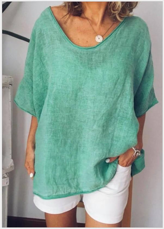 ¡VENTA! Camisetas informales de manga corta con cuello redondo liso