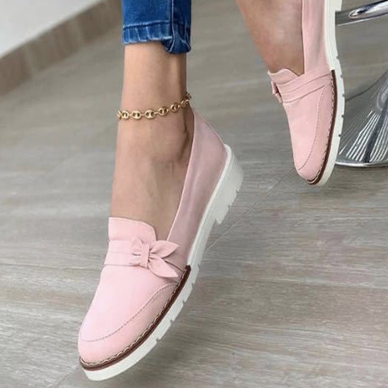 De Mujer Bowknot Planos Cuero Tacón Bajo Mocasines Planos