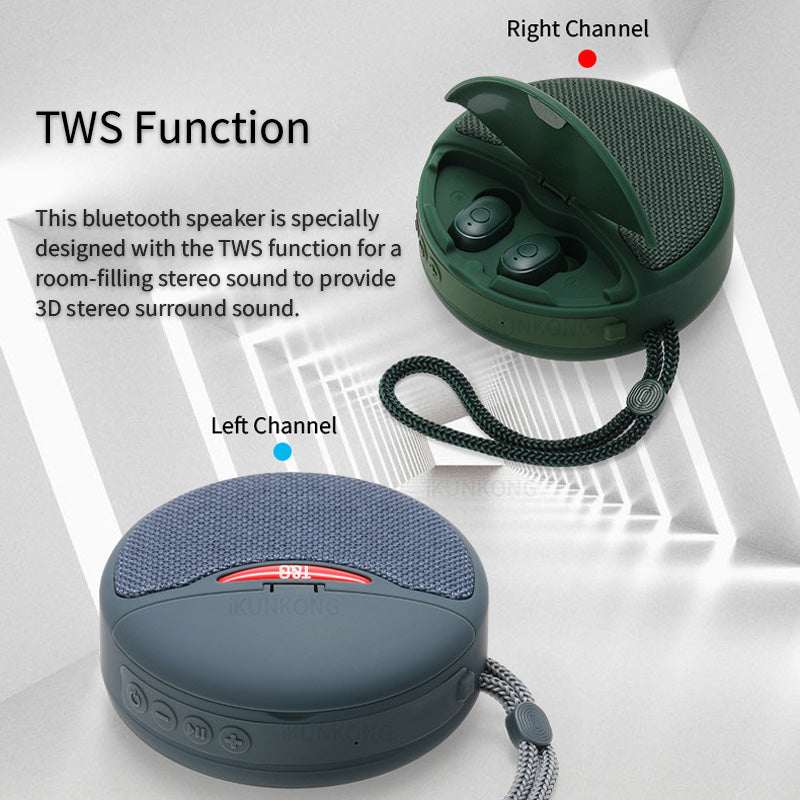 Mini Altavoz Portátil Para Exteriores 2 En 1 Con Auriculares Bluetooth