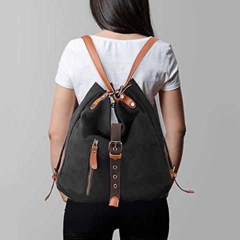 2021 Estilo Bolsos De Las Mujeres 2-en-1 Mochila Lona Mochila-hombro Bolsa