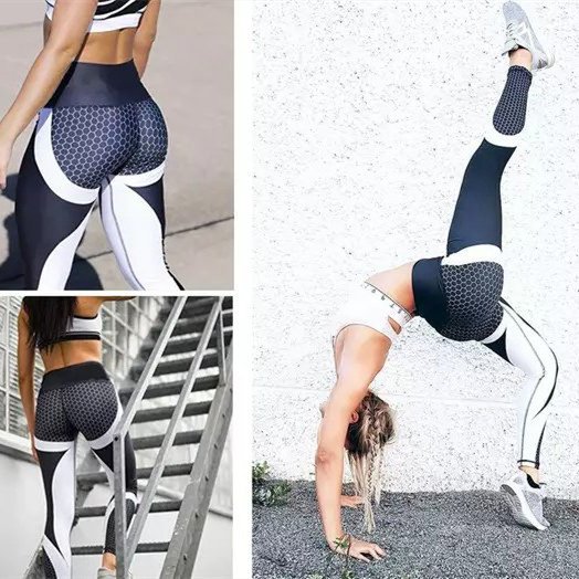 [W-Ropa] Leggings Deportivos De Cintura Alta Con Levantamiento De Glúteos Colorblock
