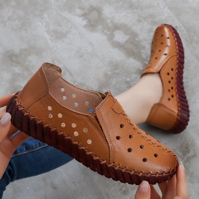 [W-Zapato] Zapatos De Cuero Genuino De Verano, Nuevos Zapatos De Mujer A La Moda, Zapatos Planos Para Mujer