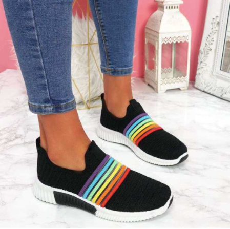 Nuevos zapatos para correr planos casuales de gran tamaño para damas