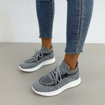 Nuevas zapatillas de deporte tejidas con cordones para mujer