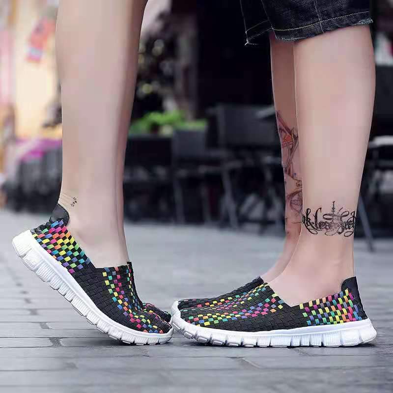 Zapatillas De Mujer Casual Tejidas De Tacón Bajo Breathe