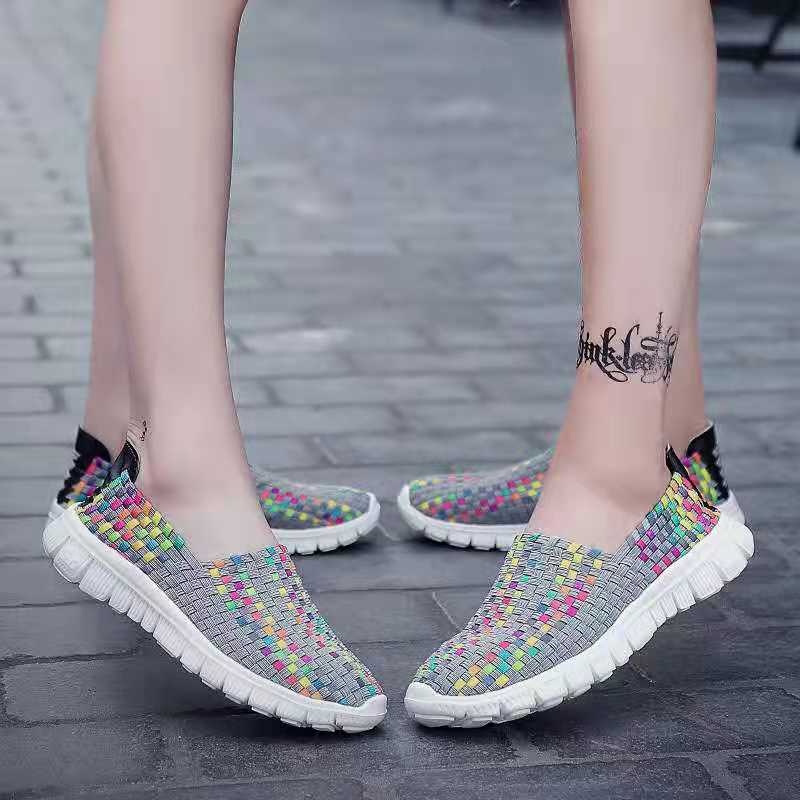 Zapatillas De Mujer Casual Tejidas De Tacón Bajo Breathe