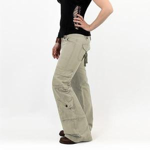 Pantalón Baggy de bolsillo múltiple pantalones de carga acampanados