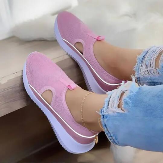 Zapatillas De Deporte Tejidas Huecas De Moda Para Mujer