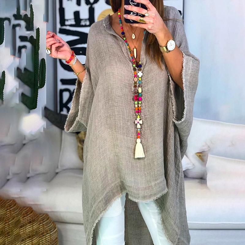 Camisa De Color Liso De Estilo Casual Con Cuello En V