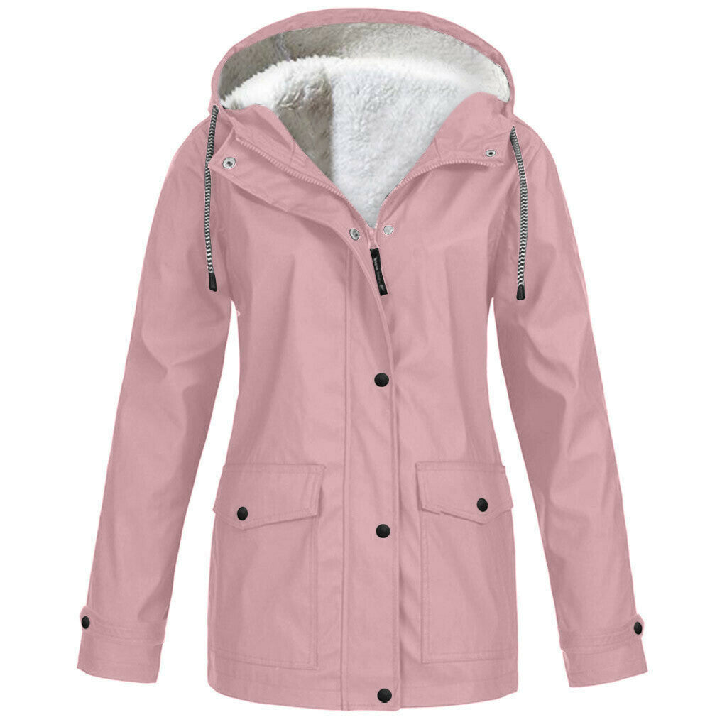 Chaqueta Con Capucha De Lana A Prueba De Viento Impermeable Casual Para Mujer
