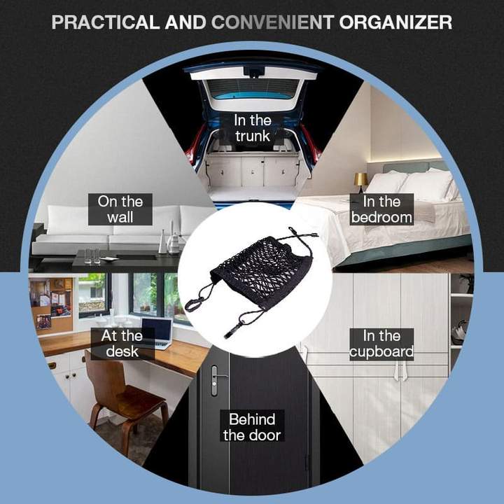 (✨Car must-have✨) Bolsa de maletero de red de malla elástica universal