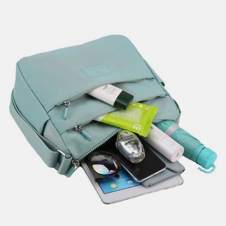 Bolso De Mujer Espacioso Con Varios Bolsillos, Bolso De Hombro Tipo Bandolera Informal De Color Sólido