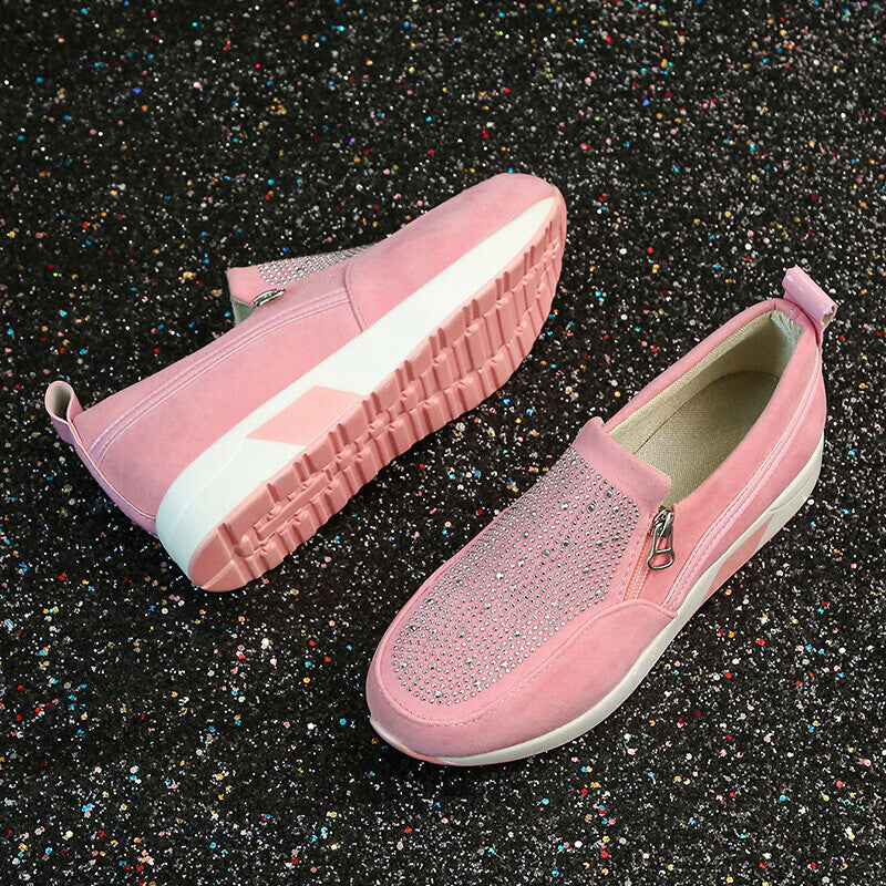 Zapatillas Ortopédicas De Cuña Con Cremallera Lateral Ahuecada Para Mujer